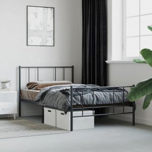 vidaXL vidaXL Metalowa rama łóżka z wezgłowiem i zanóżkiem, czarna, 75x190 cm 4