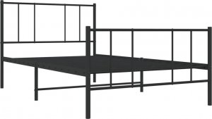 vidaXL vidaXL Metalowa rama łóżka z wezgłowiem i zanóżkiem, czarna, 75x190 cm 5