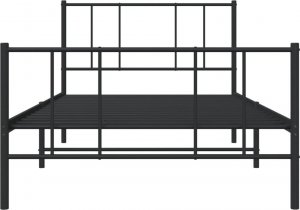 vidaXL vidaXL Metalowa rama łóżka z wezgłowiem i zanóżkiem, czarna, 75x190 cm 6