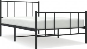 vidaXL vidaXL Metalowa rama łóżka z wezgłowiem i zanóżkiem, czarna, 107x203cm 2