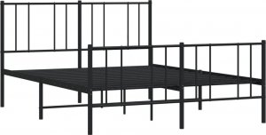 vidaXL vidaXL Metalowa rama łóżka z wezgłowiem i zanóżkiem, czarna, 120x200cm 5