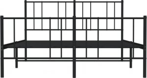 vidaXL vidaXL Metalowa rama łóżka z wezgłowiem i zanóżkiem, czarna, 120x200cm 6