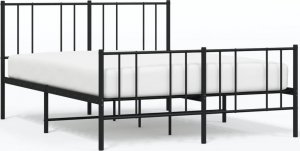 vidaXL vidaXL Metalowa rama łóżka z wezgłowiem i zanóżkiem, czarna, 140x190cm 2