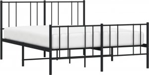 vidaXL vidaXL Metalowa rama łóżka z wezgłowiem i zanóżkiem, czarna, 140x190cm 3