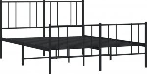 vidaXL vidaXL Metalowa rama łóżka z wezgłowiem i zanóżkiem, czarna, 140x190cm 5