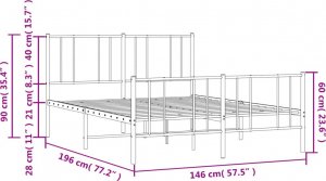 vidaXL vidaXL Metalowa rama łóżka z wezgłowiem i zanóżkiem, czarna, 140x190cm 10
