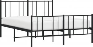 vidaXL vidaXL Metalowa rama łóżka z wezgłowiem i zanóżkiem, czarna, 140x200cm 3