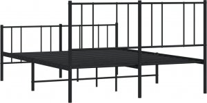 vidaXL vidaXL Metalowa rama łóżka z wezgłowiem i zanóżkiem, czarna, 140x200cm 8