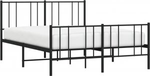 vidaXL vidaXL Metalowa rama łóżka z wezgłowiem i zanóżkiem, czarna, 150x200cm 3