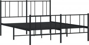 vidaXL vidaXL Metalowa rama łóżka z wezgłowiem i zanóżkiem, czarna, 150x200cm 5