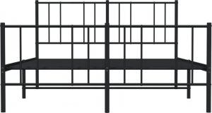 vidaXL vidaXL Metalowa rama łóżka z wezgłowiem i zanóżkiem, czarna, 160x200cm 6