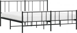 vidaXL vidaXL Metalowa rama łóżka z wezgłowiem i zanóżkiem, czarna, 180x200cm 3