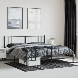 vidaXL vidaXL Metalowa rama łóżka z wezgłowiem i zanóżkiem, czarna, 180x200cm 4