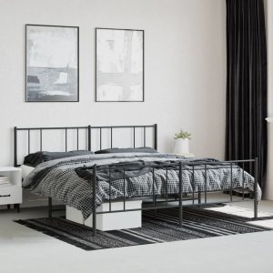 vidaXL vidaXL Metalowa rama łóżka z wezgłowiem i zanóżkiem, czarna, 183x213cm 4