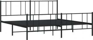 vidaXL vidaXL Metalowa rama łóżka z wezgłowiem i zanóżkiem, czarna, 183x213cm 5