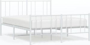 vidaXL vidaXL Metalowa rama łóżka z wezgłowiem i zanóżkiem, biała, 140x200 cm 2