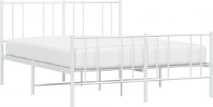vidaXL vidaXL Metalowa rama łóżka z wezgłowiem i zanóżkiem, biała, 140x200 cm 3
