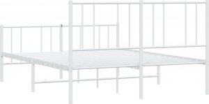 vidaXL vidaXL Metalowa rama łóżka z wezgłowiem i zanóżkiem, biała, 140x200 cm 8