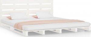 vidaXL vidaXL Rama łóżka, biała, 140 x 190 cm, lite drewno sosnowe 2