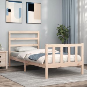 vidaXL vidaXL Rama łóżka z wezgłowiem, 90x190 cm, lite drewno 1