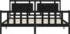 vidaXL Rama łóżka z wezgłowiem, czarna, 200x200 cm, lite drewno 6