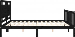 vidaXL Rama łóżka z wezgłowiem, czarna, 200x200 cm, lite drewno 7