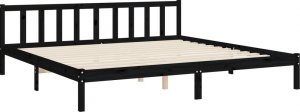 vidaXL Rama łóżka z wezgłowiem, czarna, 200x200 cm, lite drewno 9