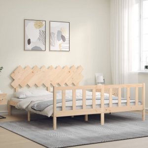 vidaXL vidaXL Rama łóżka z wezgłowiem, 6FT Super King, lite drewno 3