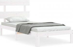 vidaXL vidaXL Rama łóżka z wezgłowiem, biała, 3FT, pojedyncza, lite drewno 2