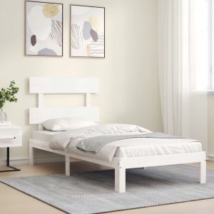 vidaXL vidaXL Rama łóżka z wezgłowiem, biała, 3FT, pojedyncza, lite drewno 3