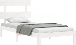 vidaXL vidaXL Rama łóżka z wezgłowiem, biała, 3FT, pojedyncza, lite drewno 4