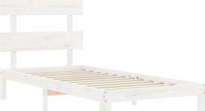 vidaXL vidaXL Rama łóżka z wezgłowiem, biała, 3FT, pojedyncza, lite drewno 5
