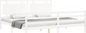 vidaXL vidaXL Rama łóżka z wezgłowiem, biała, 200x200 cm, lite drewno 3