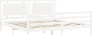 vidaXL vidaXL Rama łóżka z wezgłowiem, biała, 200x200 cm, lite drewno 5