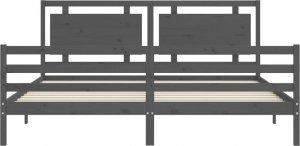 vidaXL Rama łóżka z wezgłowiem, szara, 200x200 cm, lite drewno 6