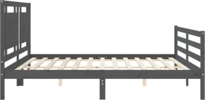 vidaXL Rama łóżka z wezgłowiem, szara, 200x200 cm, lite drewno 7