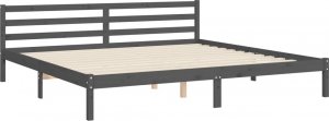 vidaXL Rama łóżka z wezgłowiem, szara, 200x200 cm, lite drewno 8