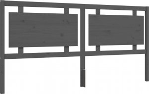vidaXL Rama łóżka z wezgłowiem, szara, 200x200 cm, lite drewno 10