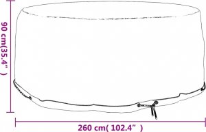 vidaXL vidaXL Pokrowiec na meble ogrodowe, 10 przelotek, 260x90 cm, okrągły 7