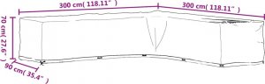 vidaXL Pokrowiec na narożne meble ogrodowe 300x300x70 cm 10