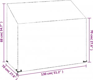 vidaXL vidaXL Pokrowiec na ławkę ogrodową, 8 przelotek, 130x70x70/88 cm, PE 9
