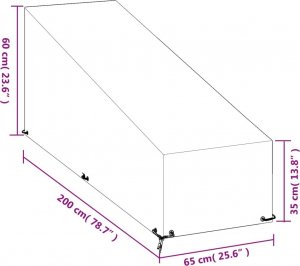 vidaXL vidaXL Pokrowiec na leżak ogrodowy, 12 oczek, 200x65x35/60 cm, PE 9