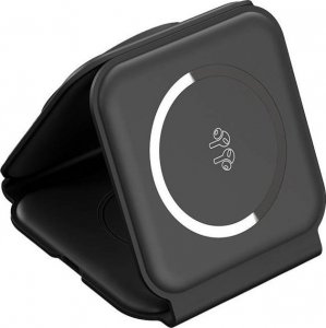 Ładowarka Choetech Magnetyczna ładowarka indukcyjna Choetech T588-F 3w1 15W (czarna) 2