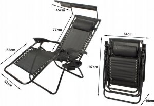 Verk LEŻAK OGRODOWY PLAŻOWY SKŁADANY DASZEK GRAVITY 14