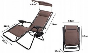 Verk LEŻAK OGRODOWY PLAŻOWY SKŁADANY DASZEK GRAVITY 12