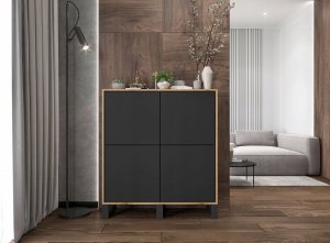 Meble Lindner Komoda Industrialna komoda Loft czarny MAT 113 cm 2