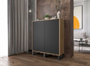 Meble Lindner Komoda Industrialna komoda Loft czarny MAT 113 cm 3