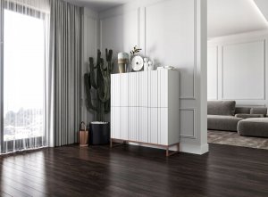 Meble Lindner Komoda RTV Glamour Szafka RTV Glamour Biały 112 cm 5