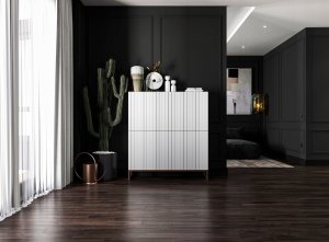 Meble Lindner Komoda RTV Glamour Szafka RTV Glamour Biały 112 cm 7