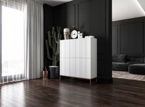 Meble Lindner Komoda RTV Glamour Szafka RTV Glamour Biały 112 cm 8